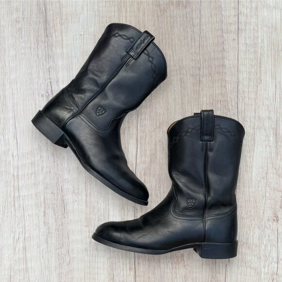 ARIAT Heritage Roper Western Cowboy Boots Black Leather Mens